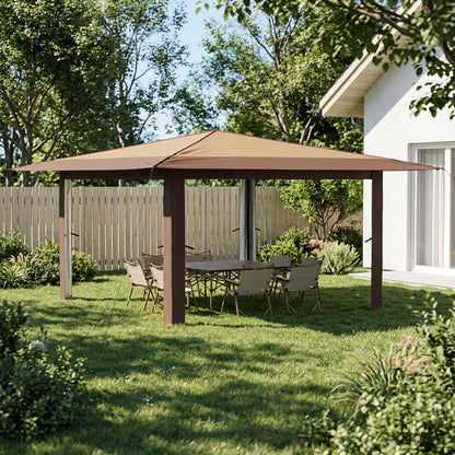 Gazebo senza Parete Laterale 4 x 4 m Beige e Marrone | homemem39