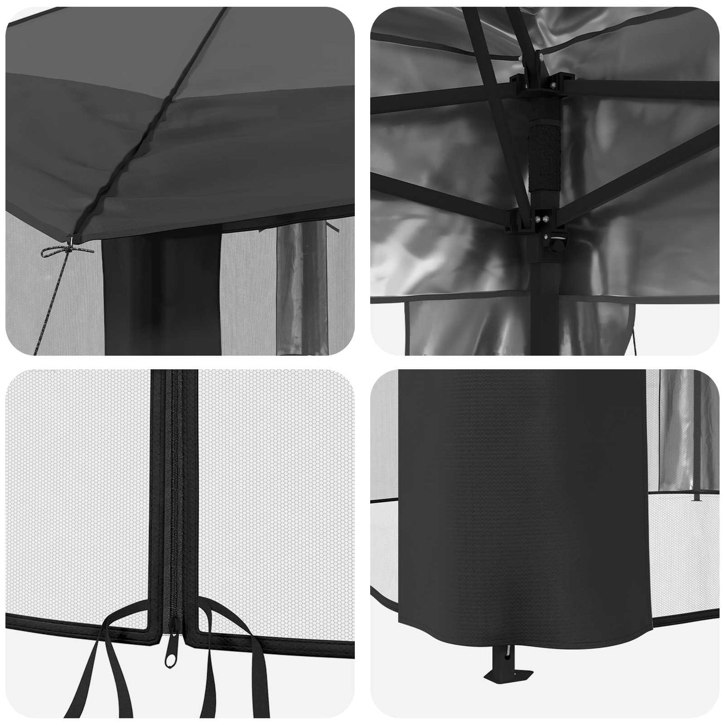 Gazebo con 4 Pareti Laterali 4 x 4 m Grigio chiaro e Antracite | homemem39