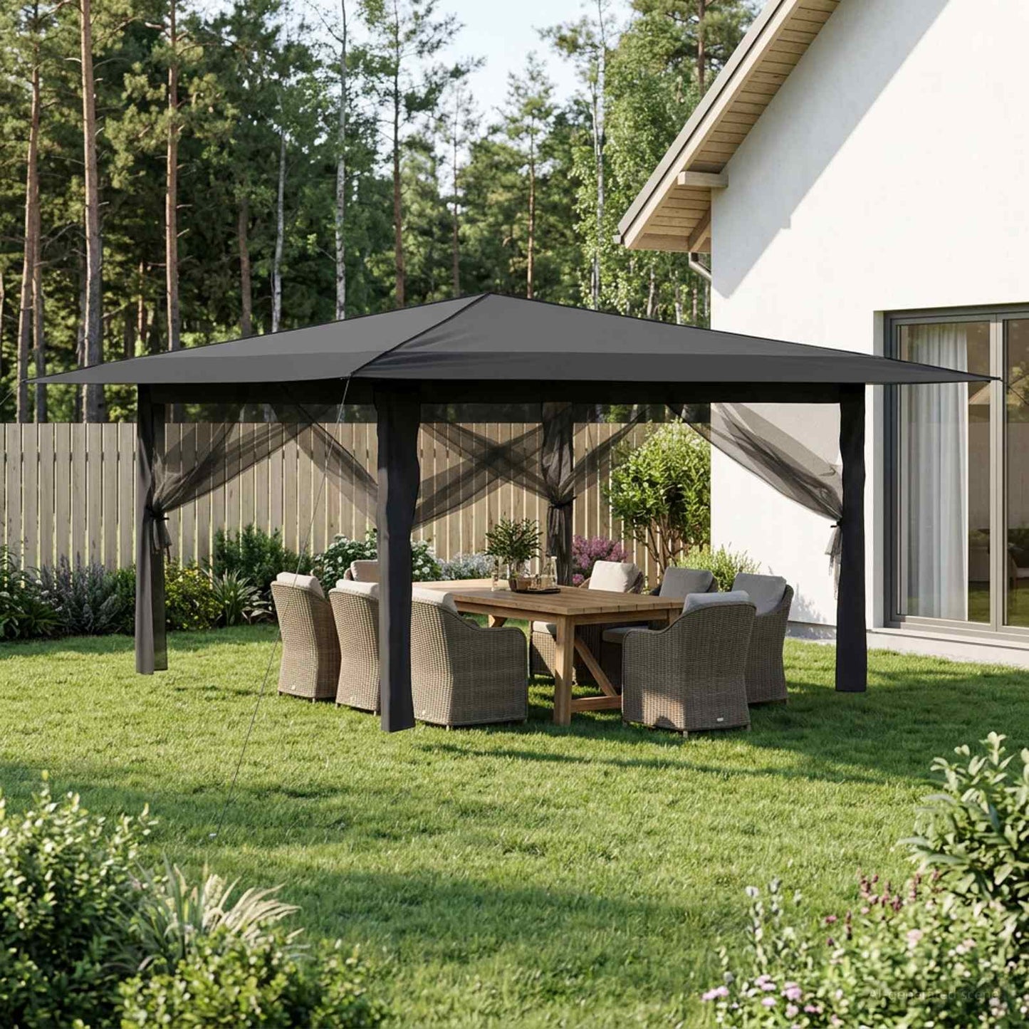 Gazebo con 4 Pareti Laterali 4 x 4 m Grigio chiaro e Antracite | homemem39