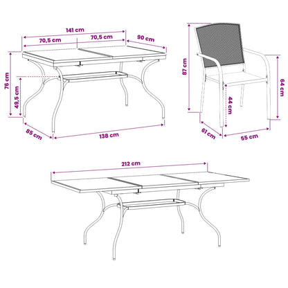 Set da Pranzo per Giardino 9 pcs Antracite 212 x 90 x 76 cm | homemem39