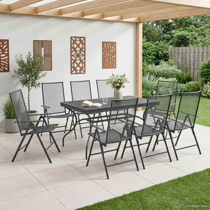 Set da Pranzo per Giardino 9 pcs Antracite 212 x 90 x 76 cm | homemem39