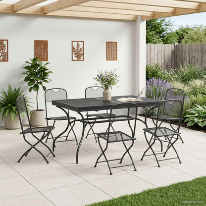 Set da Pranzo per Giardino 7 pcs Antracite 212 x 90 x 76 cm | homemem39