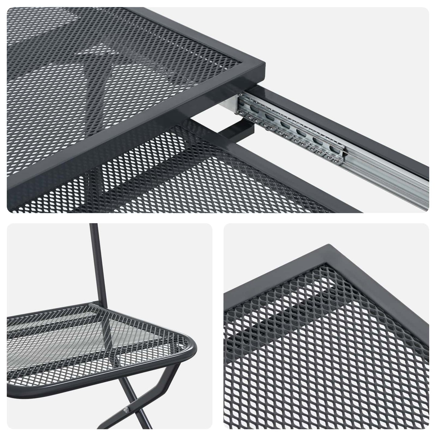 Set da Pranzo per Giardino 9 pcs Antracite 212 x 90 x 76 cm | homemem39