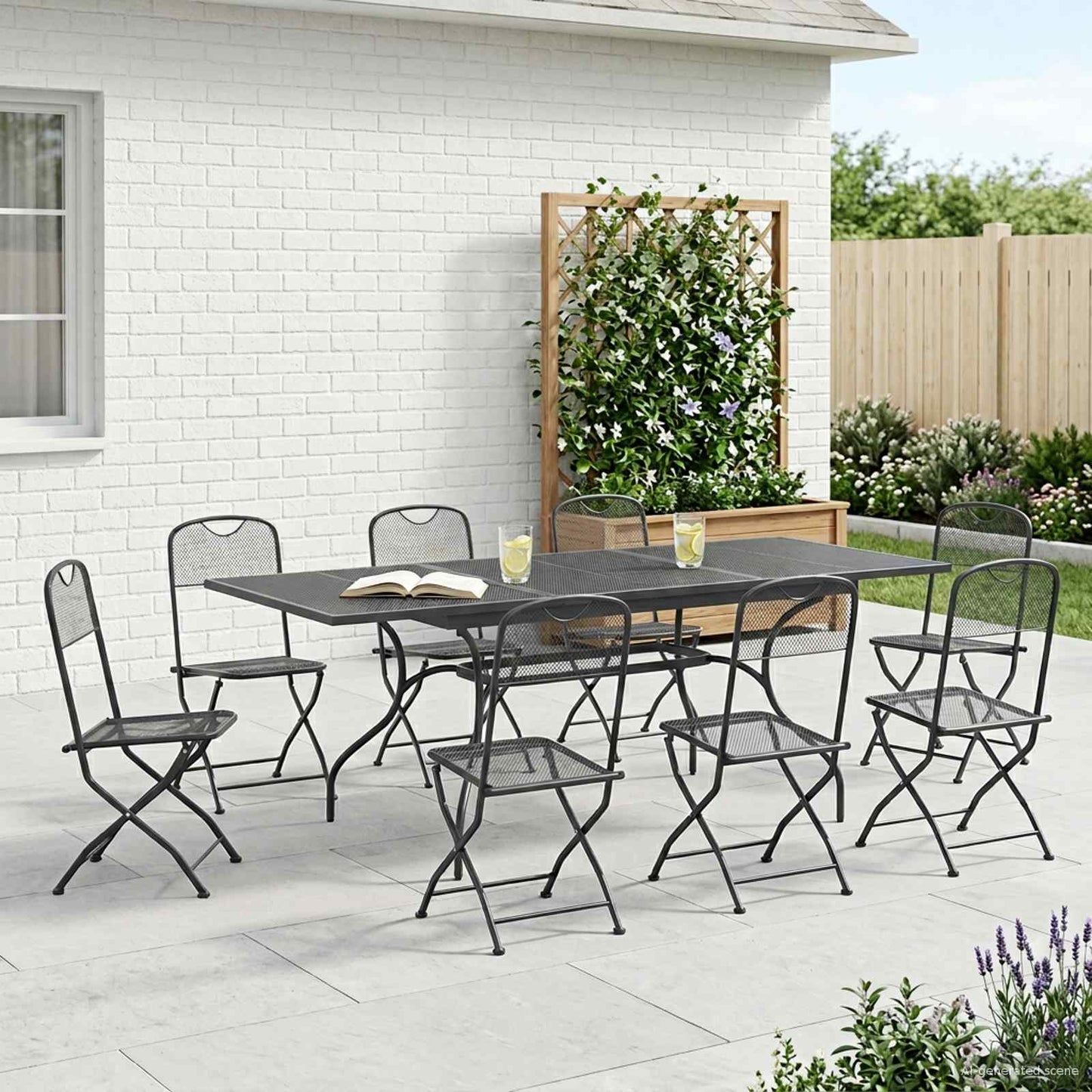 Set da Pranzo per Giardino 9 pcs Antracite 212 x 90 x 76 cm | homemem39