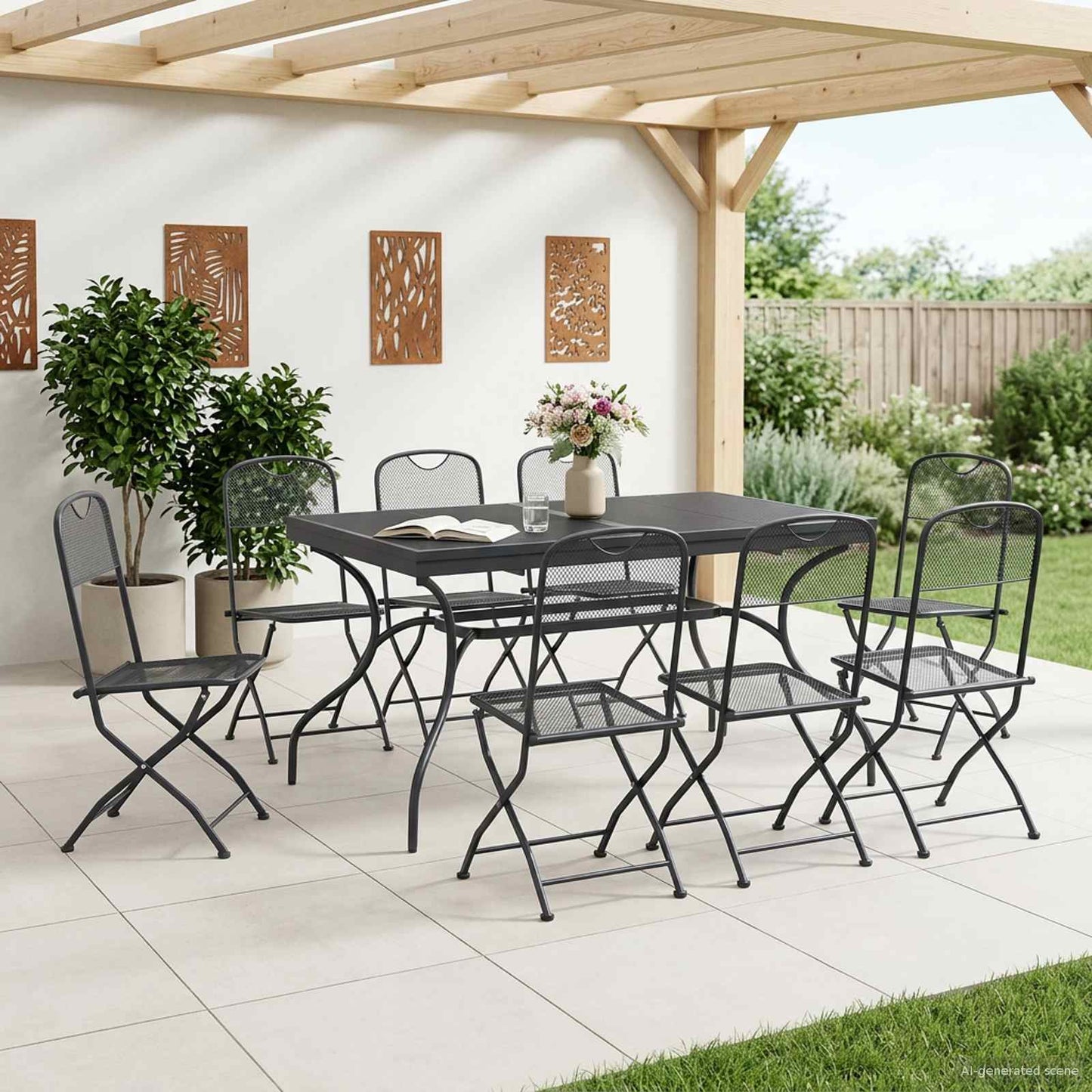 Set da Pranzo per Giardino 9 pcs Antracite 212 x 90 x 76 cm | homemem39