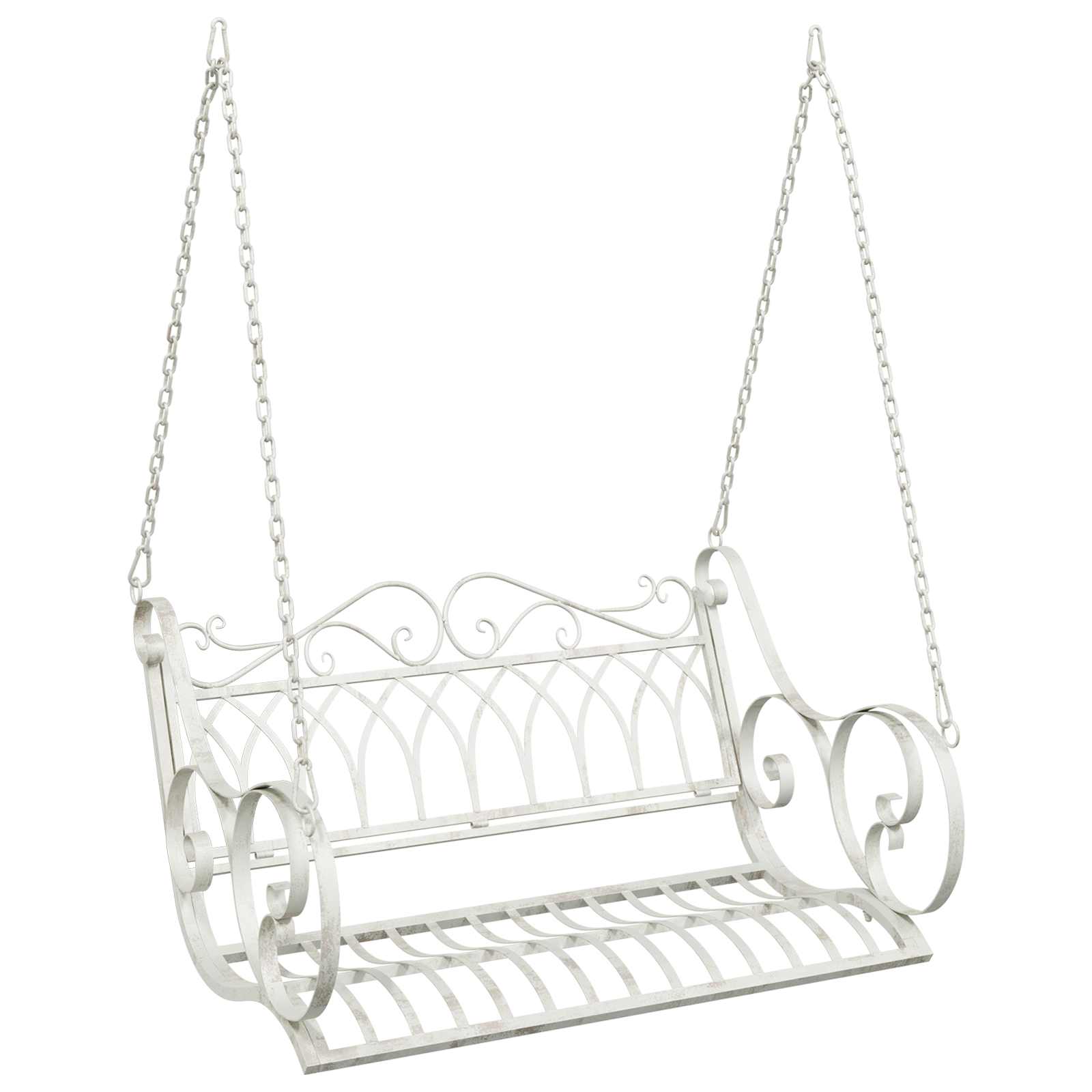 Panchina a Dondolo Acciaio 109 x 75 x 59 cm Bianco Antico | homemem39