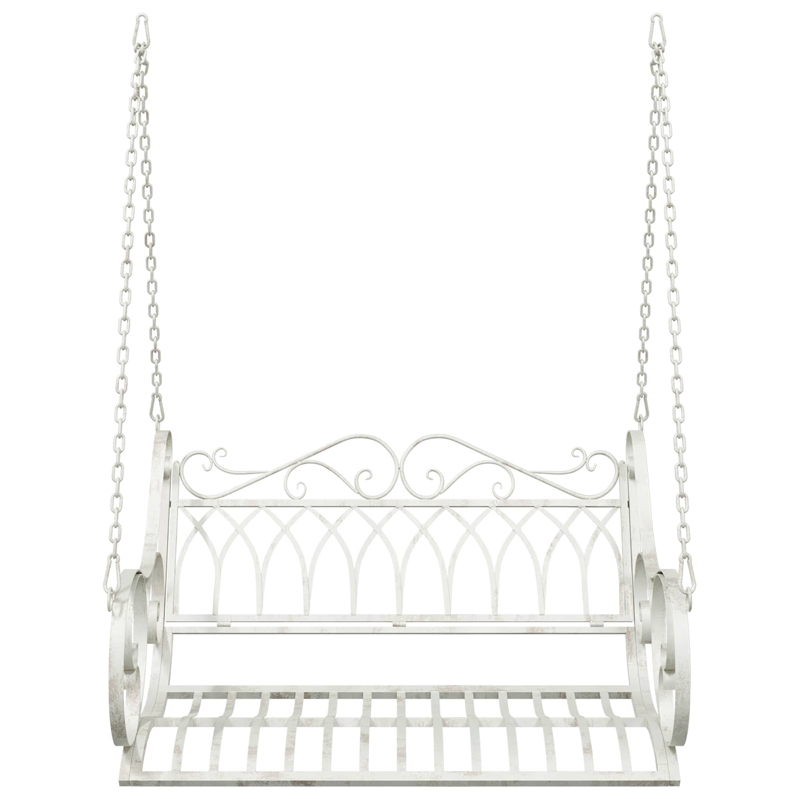Panchina a Dondolo Acciaio 109 x 75 x 59 cm Bianco Antico | homemem39