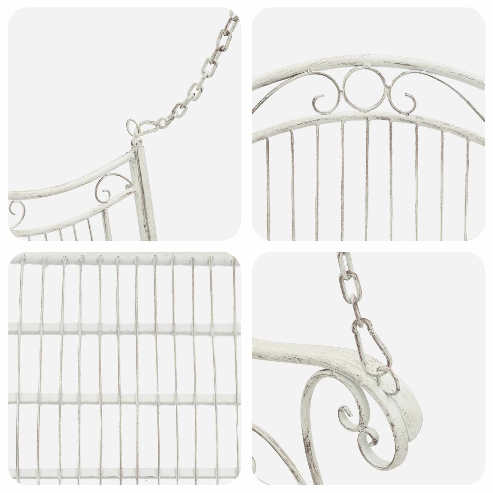 Panchina a Dondolo Acciaio 115 x 61 x 63 cm Bianco Antico | homemem39