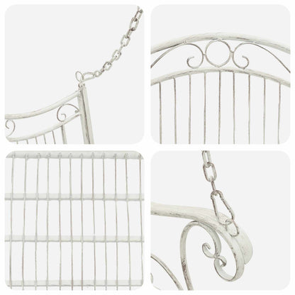 Panchina a Dondolo Acciaio 115 x 61 x 63 cm Bianco Antico | homemem39