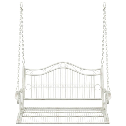 Panchina a Dondolo Acciaio 115 x 61 x 63 cm Bianco Antico | homemem39
