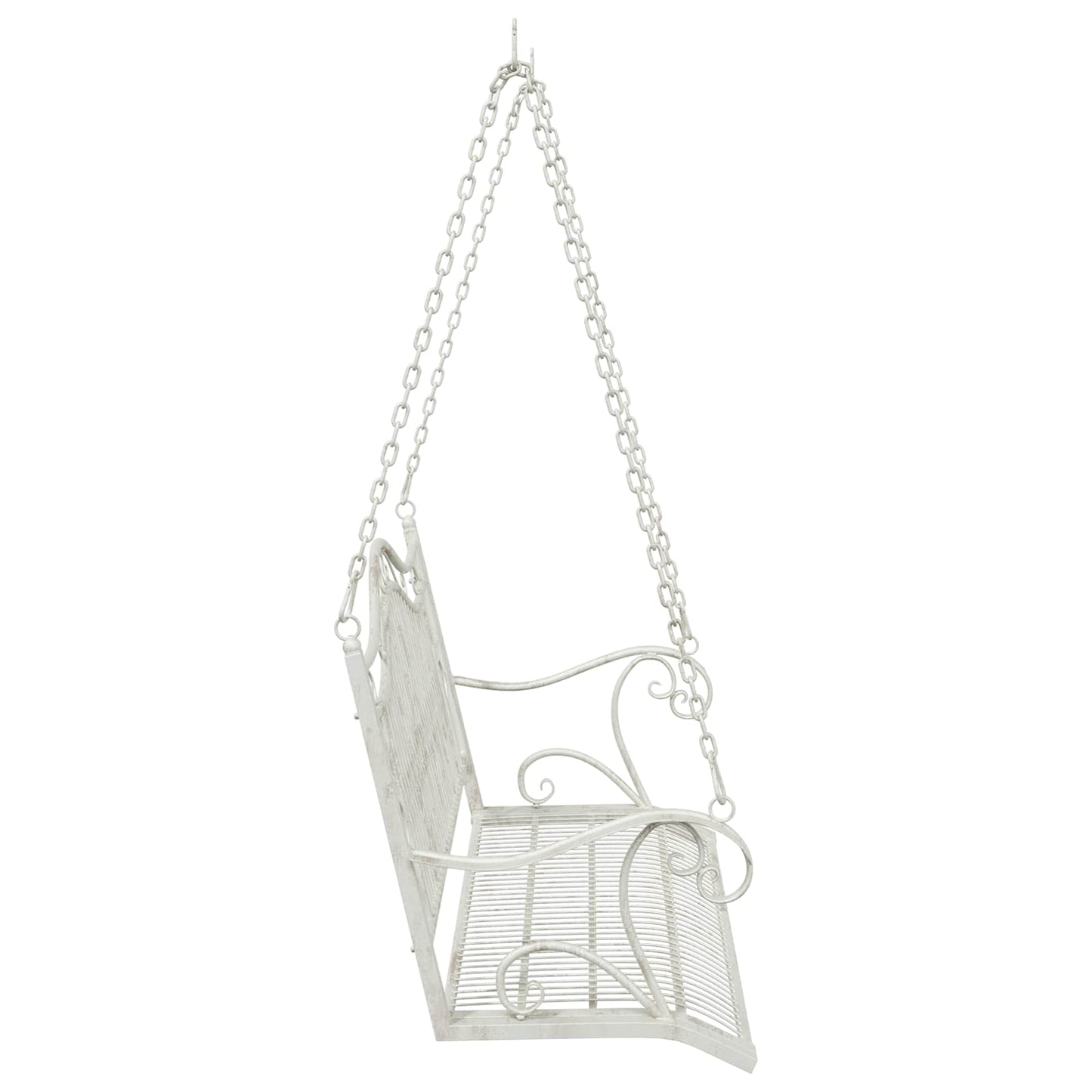 Panchina a Dondolo Acciaio 115 x 61 x 63 cm Bianco Antico | homemem39