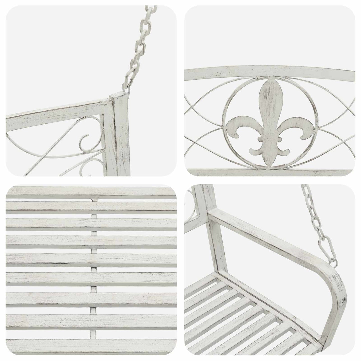 Panchina a Dondolo Acciaio 71,5 x 59 x 55 cm Bianco Antico | homemem39