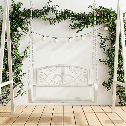 Panchina a Dondolo Acciaio 71,5 x 59 x 55 cm Bianco Antico | homemem39