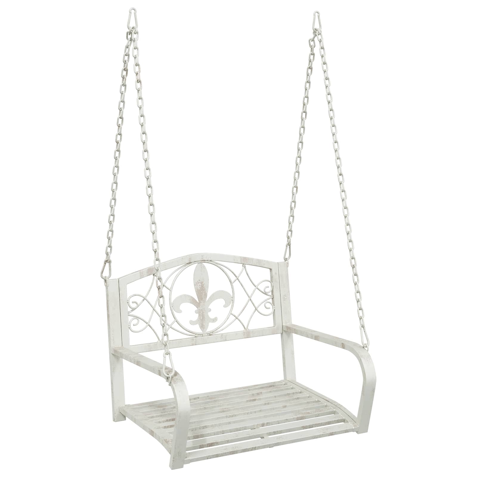 Panchina a Dondolo Acciaio 71,5 x 59 x 55 cm Bianco Antico | homemem39