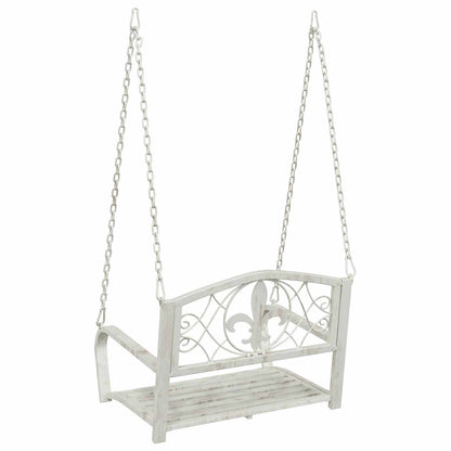 Panchina a Dondolo Acciaio 71,5 x 59 x 55 cm Bianco Antico | homemem39