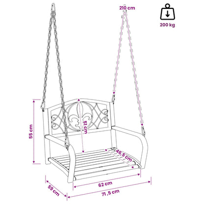 Panchina a Dondolo Acciaio 71,5 x 59 x 55 cm Bianco Antico | homemem39