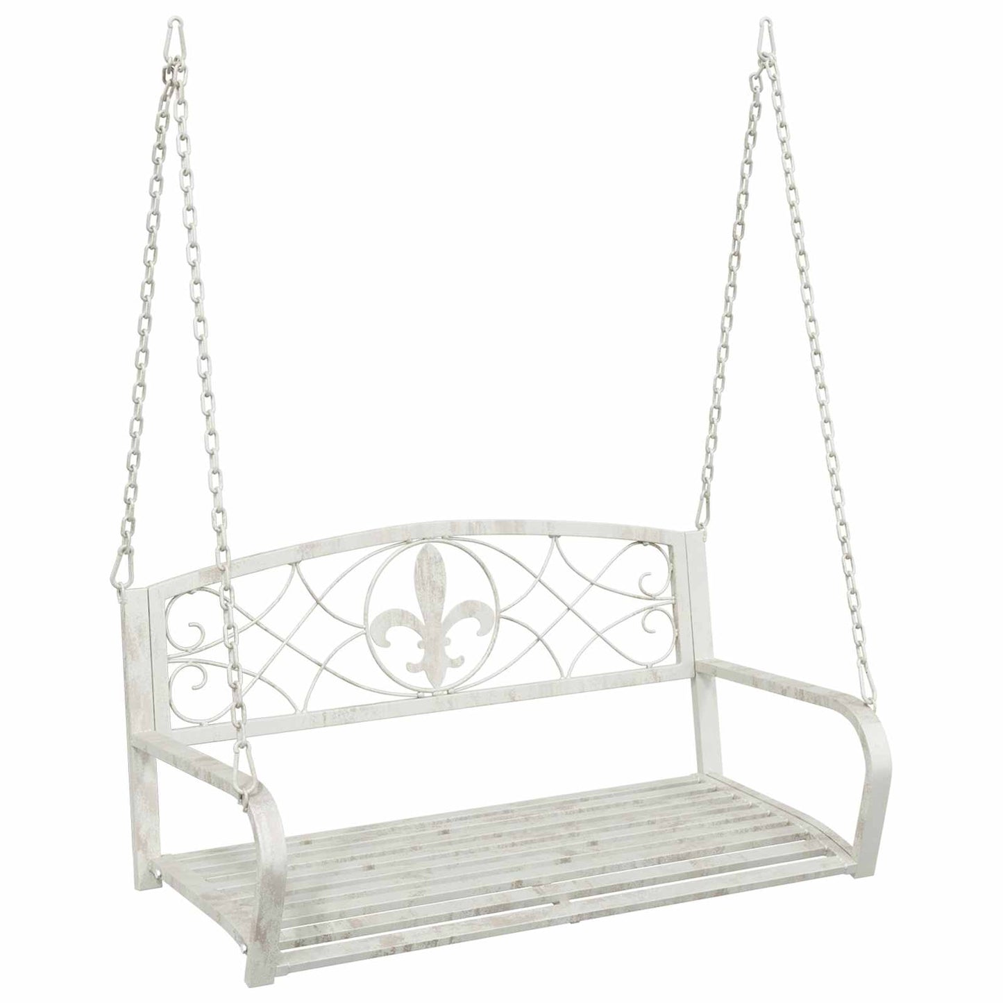 Panchina a Dondolo Acciaio 110,5 x 59 x 55 cm Bianco Antico | homemem39