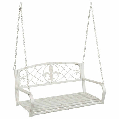 Panchina a Dondolo Acciaio 110,5 x 59 x 55 cm Bianco Antico | homemem39