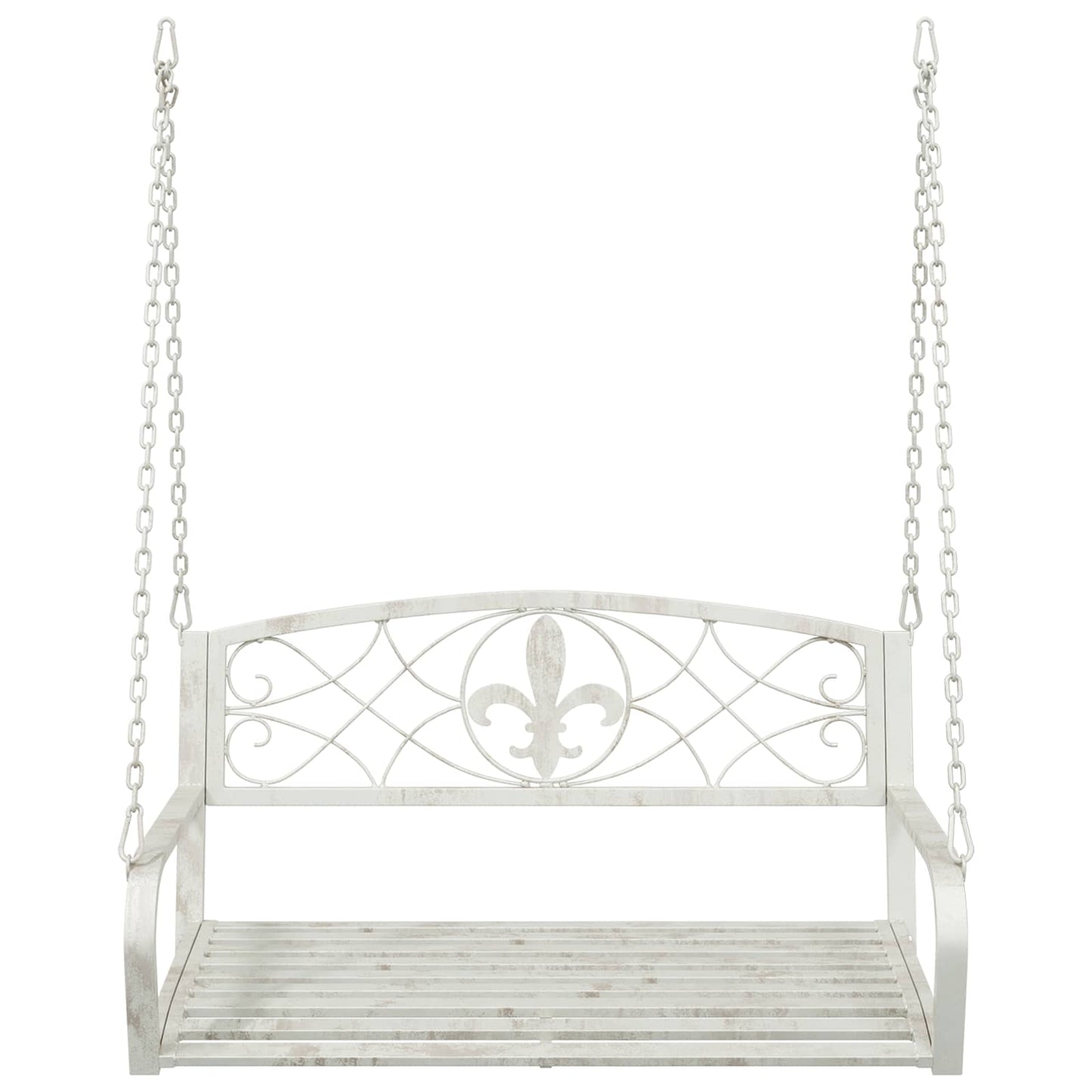 Panchina a Dondolo Acciaio 110,5 x 59 x 55 cm Bianco Antico | homemem39
