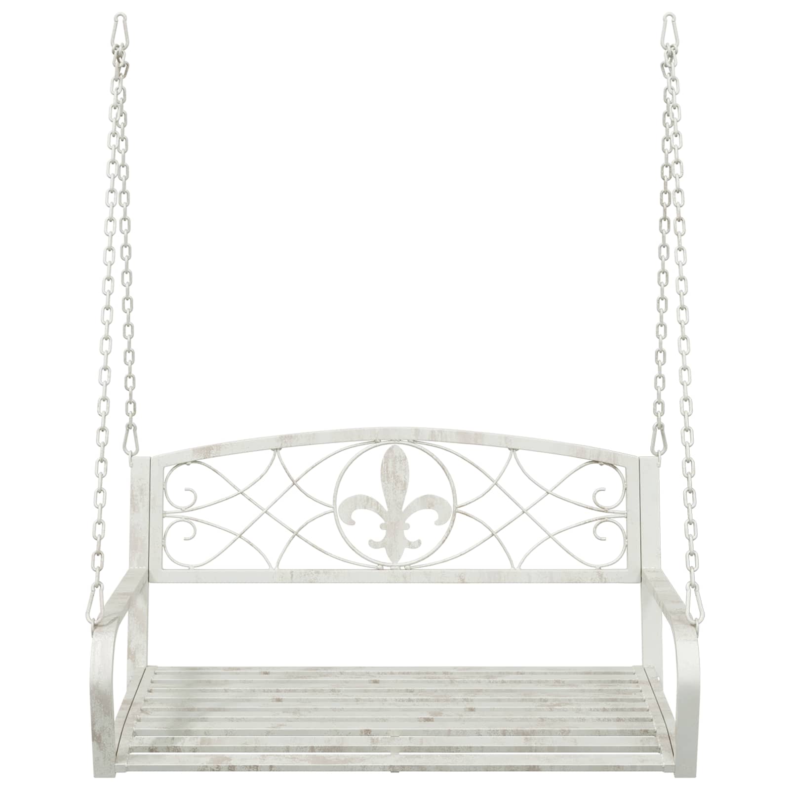 Panchina a Dondolo Acciaio 110,5 x 59 x 55 cm Bianco Antico | homemem39