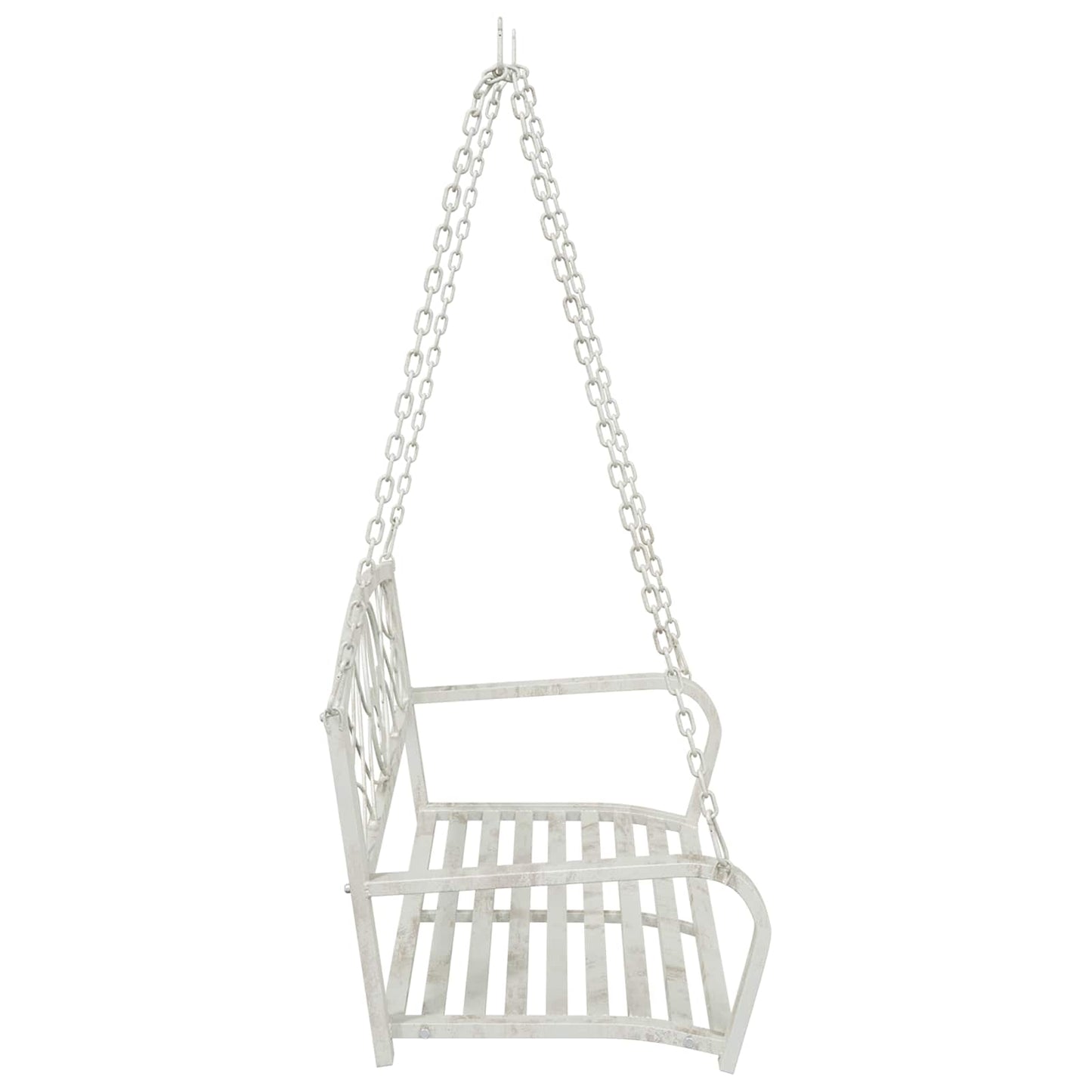 Panchina a Dondolo Acciaio 110,5 x 59 x 55 cm Bianco Antico | homemem39