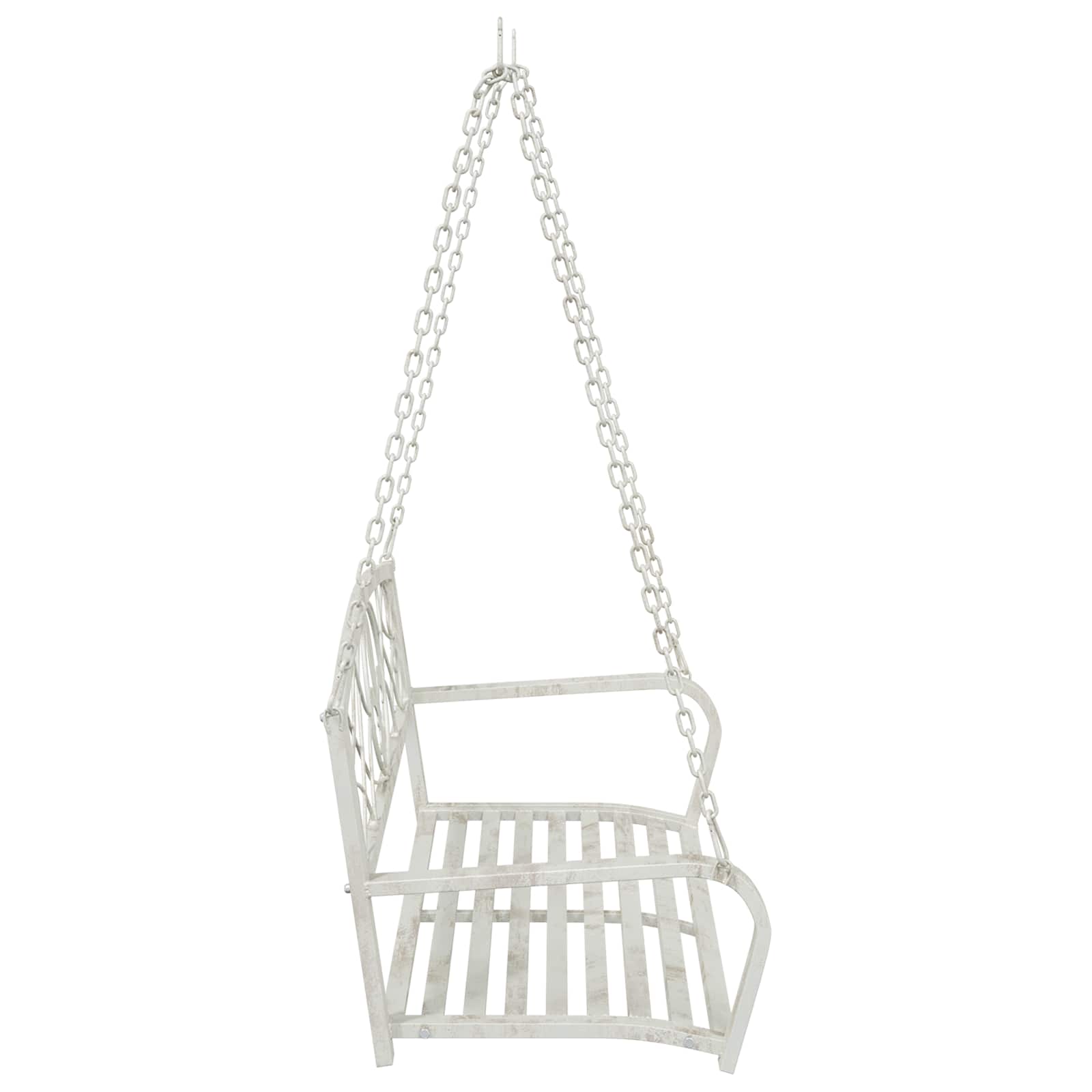 Panchina a Dondolo Acciaio 110,5 x 59 x 55 cm Bianco Antico | homemem39