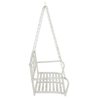 Panchina a Dondolo Acciaio 110,5 x 59 x 55 cm Bianco Antico | homemem39