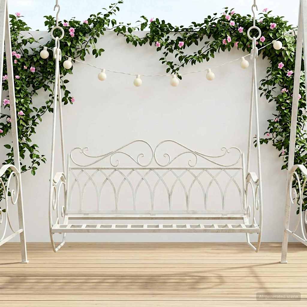 Panchina a Dondolo Acciaio 112 x 60 x 126,5 cm Bianco Antico | homemem39