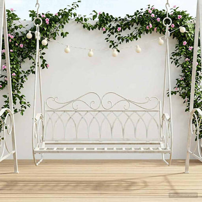 Panchina a Dondolo Acciaio 112 x 60 x 126,5 cm Bianco Antico | homemem39