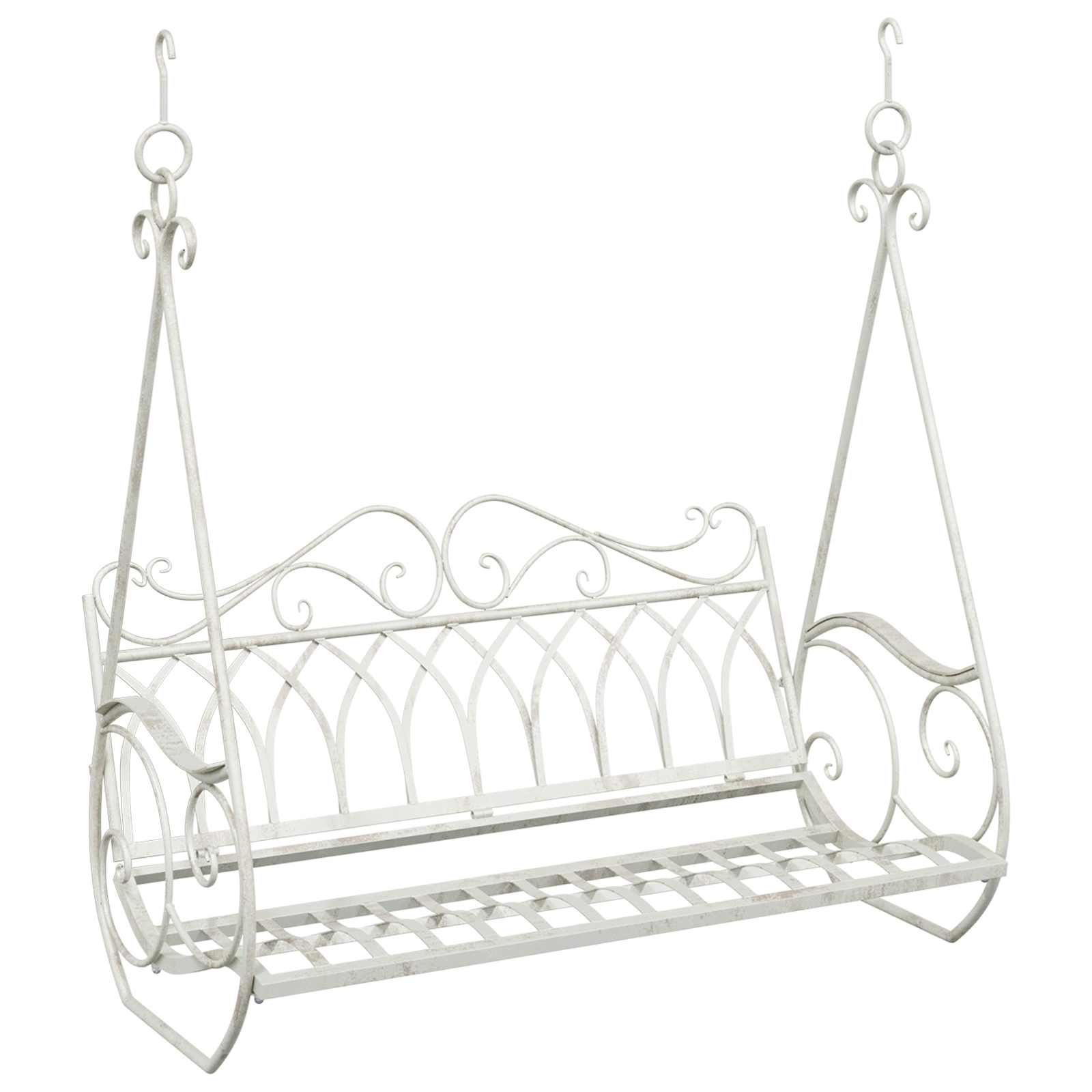 Panchina a Dondolo Acciaio 112 x 60 x 126,5 cm Bianco Antico | homemem39