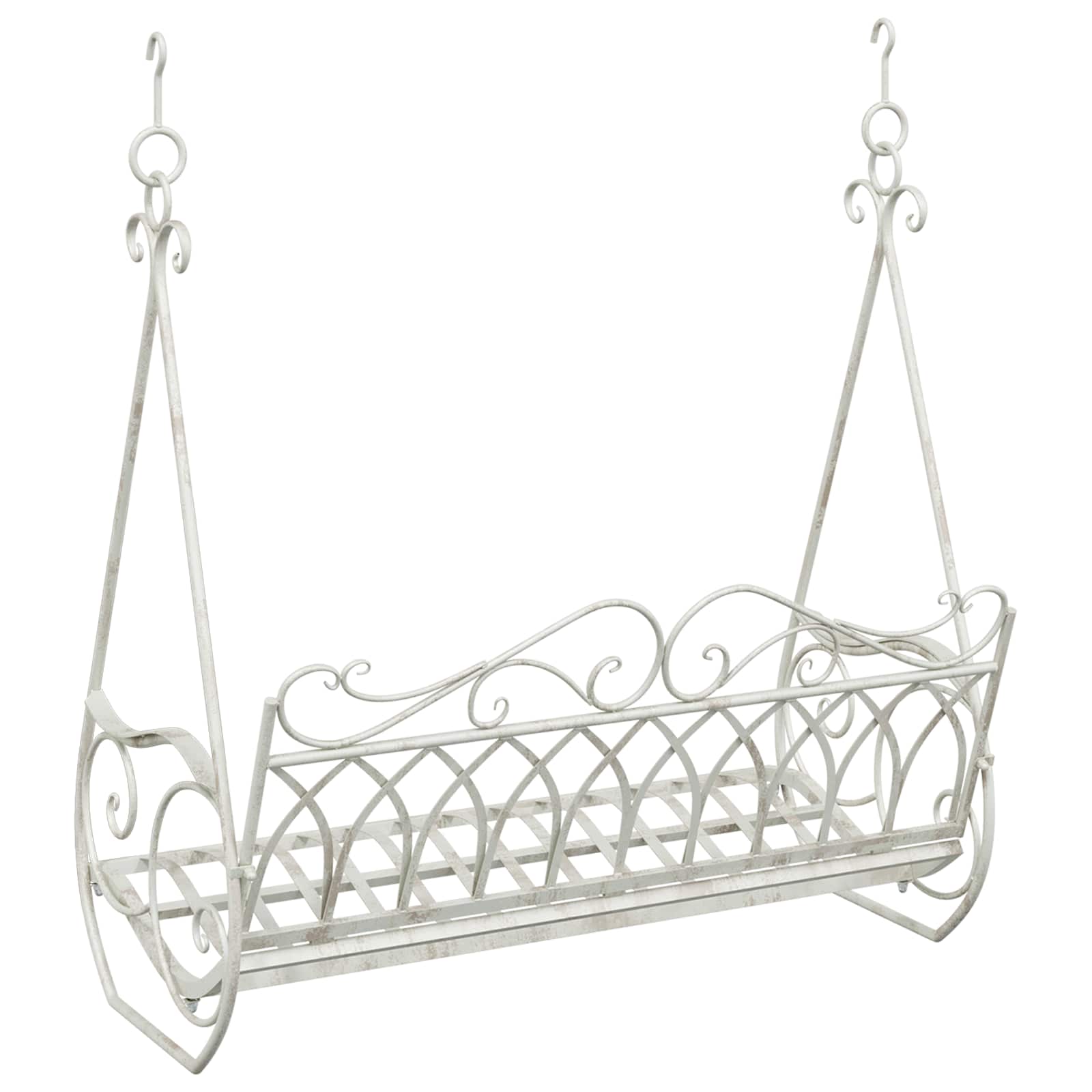 Panchina a Dondolo Acciaio 112 x 60 x 126,5 cm Bianco Antico | homemem39