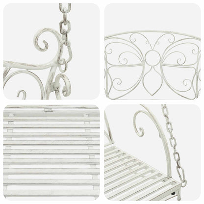 Panchina a Dondolo Acciaio 105,5 x 61 x 56 cm Bianco Antico | homemem39