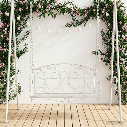 Panchina a Dondolo Acciaio 105,5 x 61 x 56 cm Bianco Antico | homemem39
