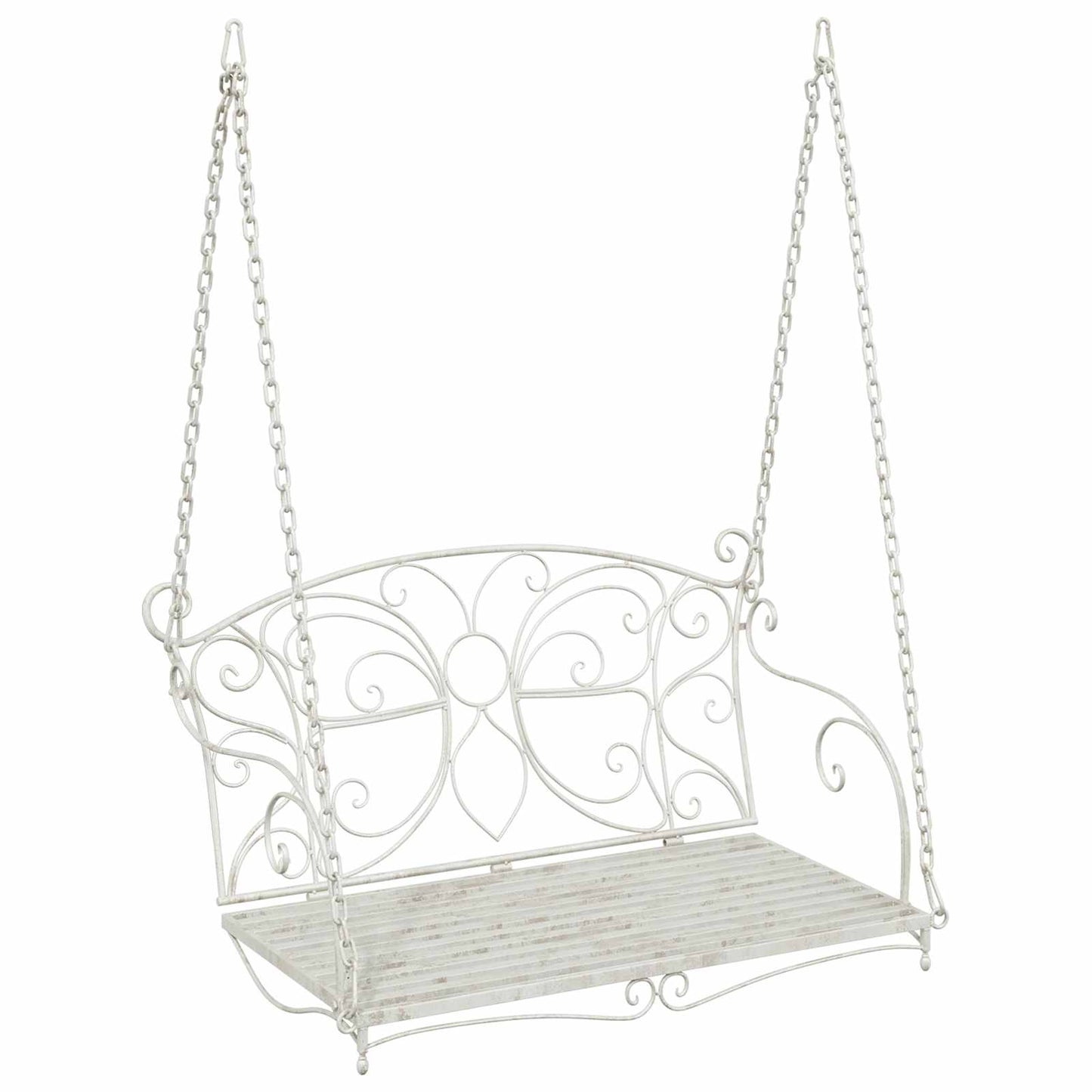Panchina a Dondolo Acciaio 105,5 x 61 x 56 cm Bianco Antico | homemem39