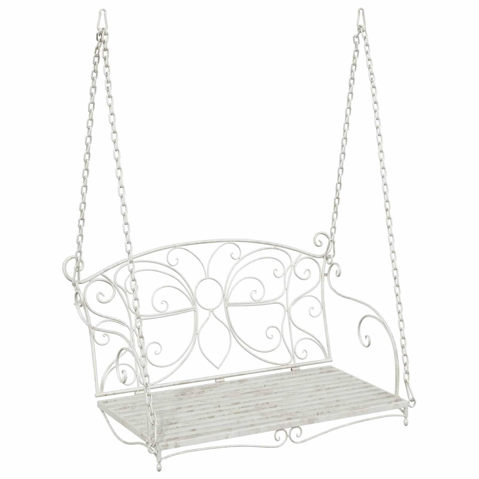 Panchina a Dondolo Acciaio 105,5 x 61 x 56 cm Bianco Antico | homemem39