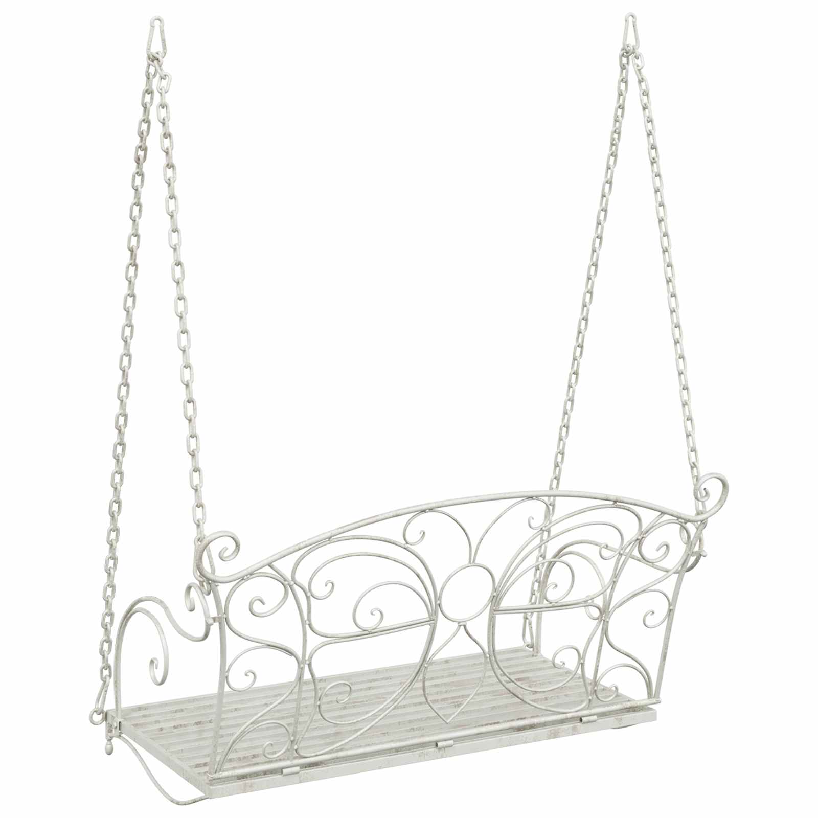 Panchina a Dondolo Acciaio 105,5 x 61 x 56 cm Bianco Antico | homemem39