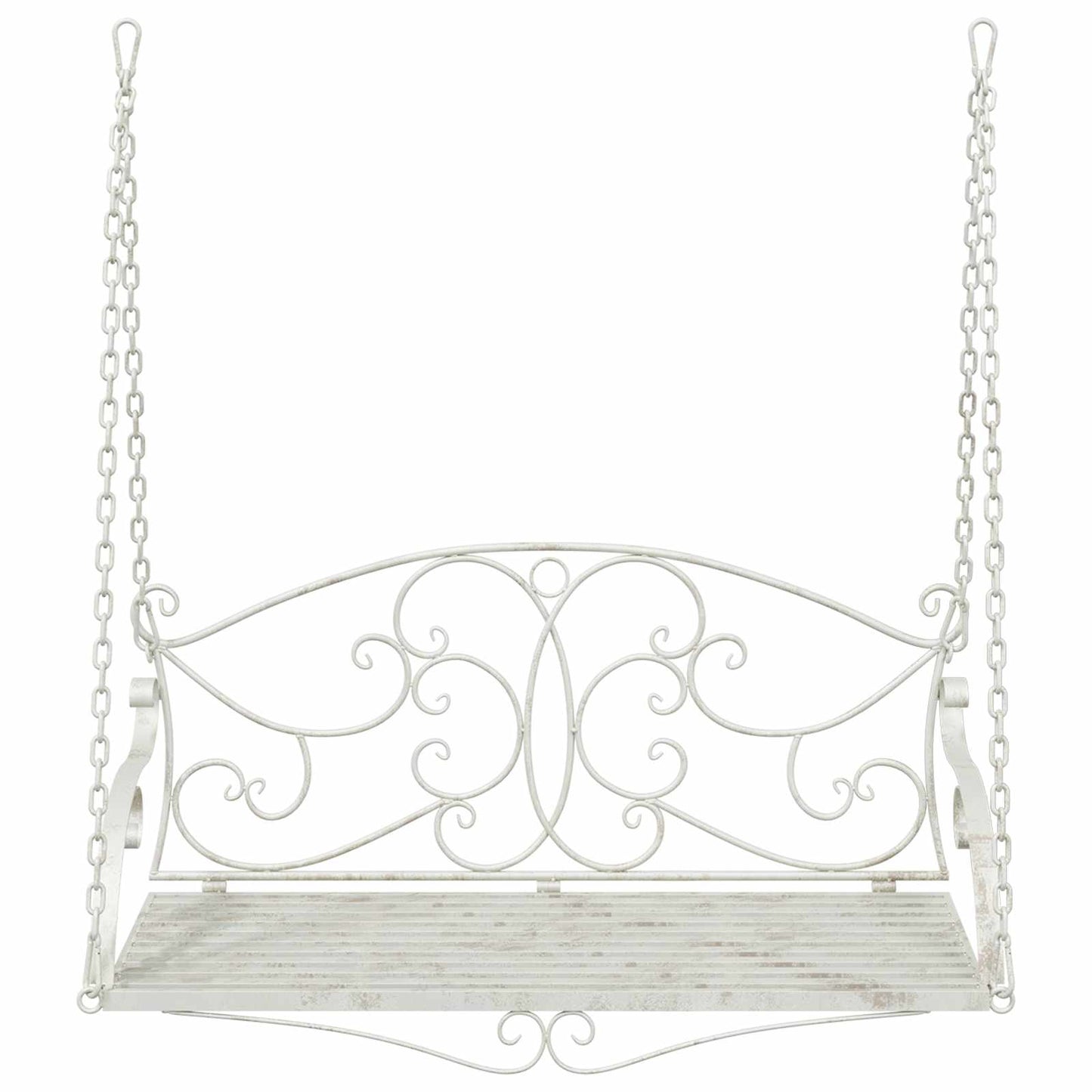 Panchina a Dondolo Acciaio 110 x 52,5 x 47 cm Bianco Antico | homemem39