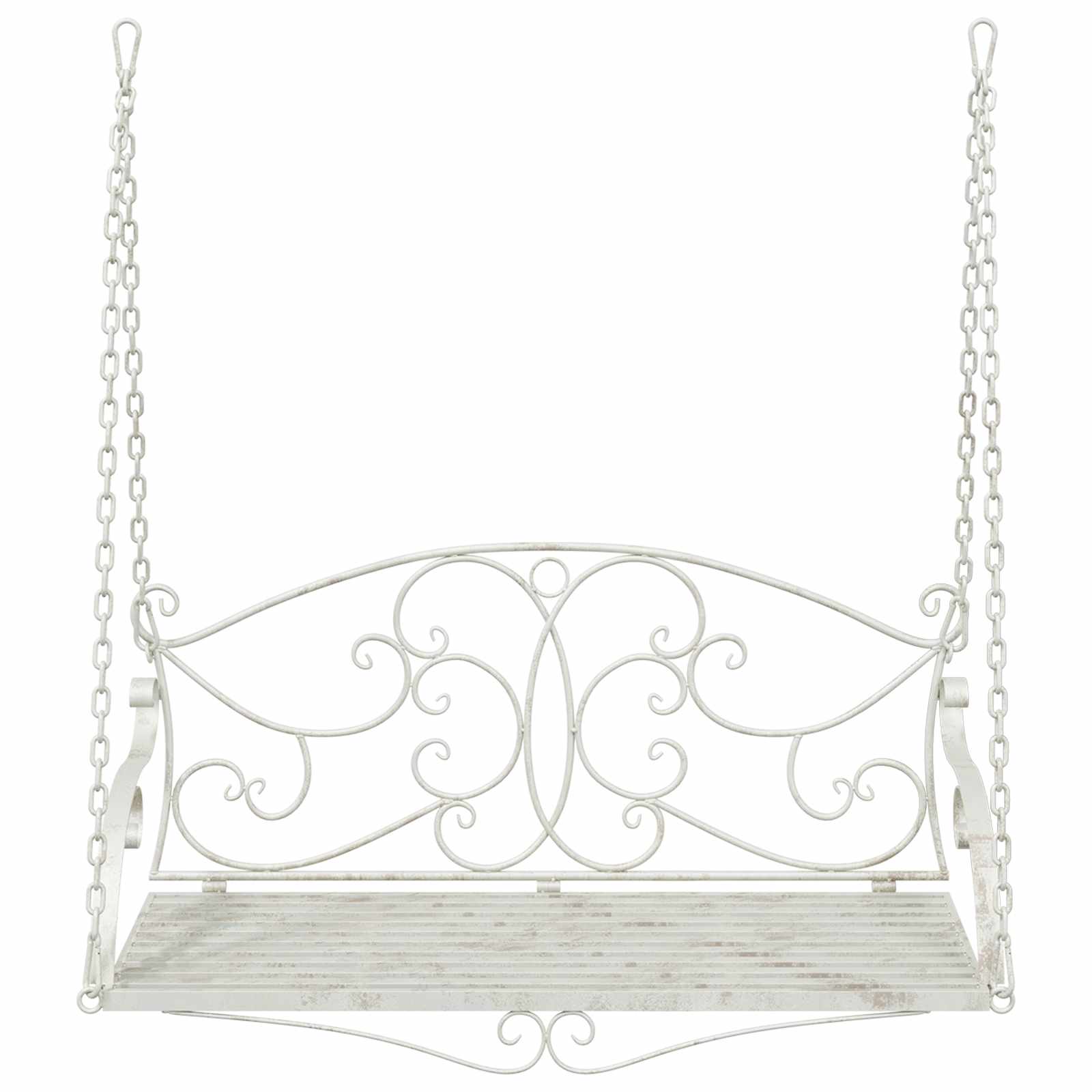 Panchina a Dondolo Acciaio 110 x 52,5 x 47 cm Bianco Antico | homemem39
