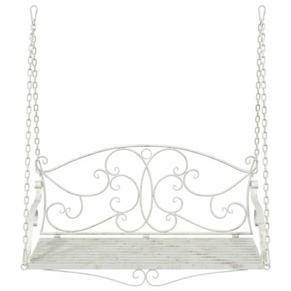 Panchina a Dondolo Acciaio 110 x 52,5 x 47 cm Bianco Antico | homemem39