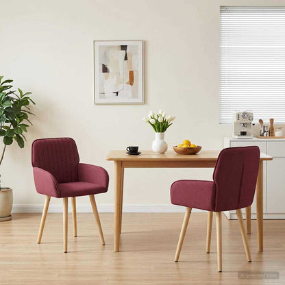 Sedie da pranzo 2 pcs Tessuto Rosso Vino 56,5 x 50 x 87,5 cm | homemem39