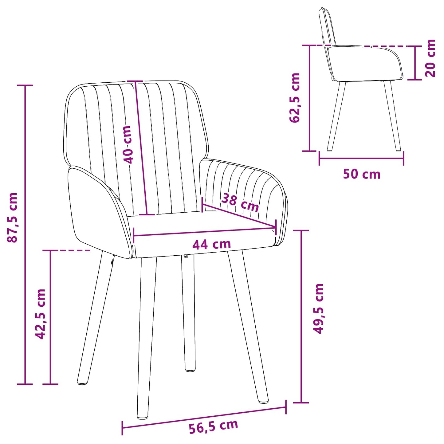 Sedie da pranzo 2 pcs Tessuto Tortora 56,5 x 50 x 87,5 cm | homemem39