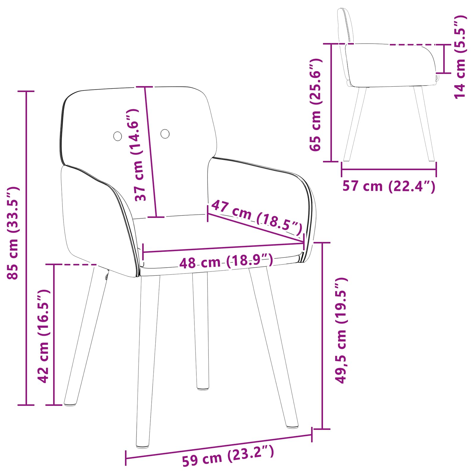 Sedie da pranzo 2 pcs Bouclé Rosa 59 x 57 x 85 cm | homemem39