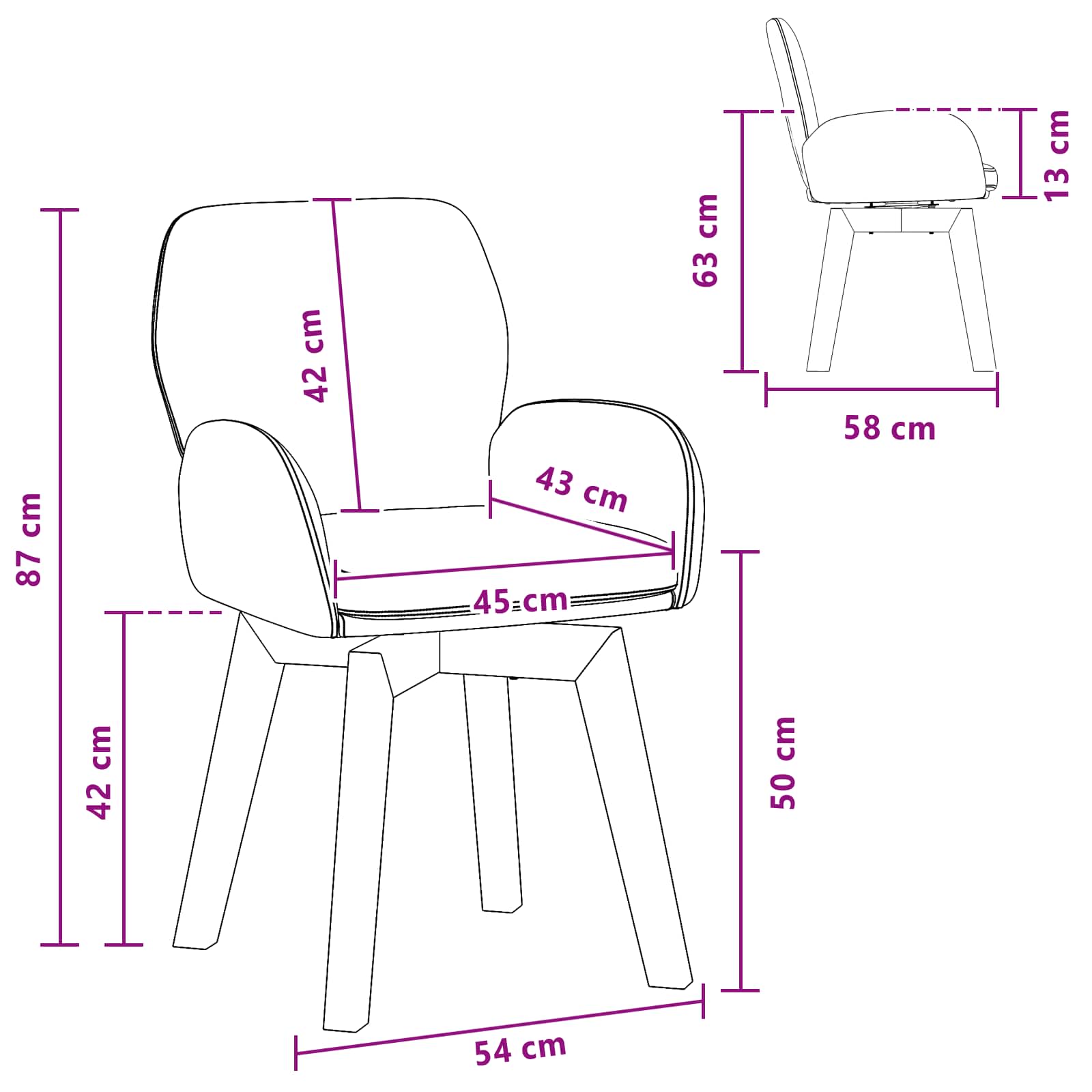 Sedie da pranzo girevoli 2 pcs Bouclé Crema 54 x 58 x 87 cm | homemem39