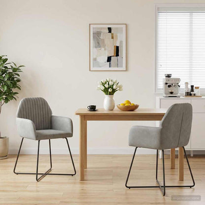 Sedie da pranzo 2 pcs Velluto Grigio Chiaro 55 x 50 x 84 cm | homemem39