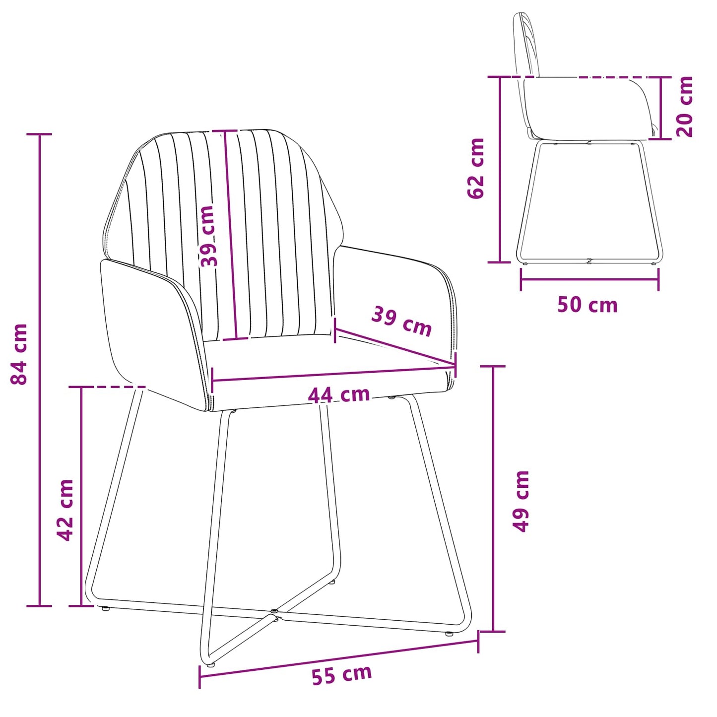 Sedie da pranzo 2 pcs Velluto Grigio Chiaro 55 x 50 x 84 cm | homemem39
