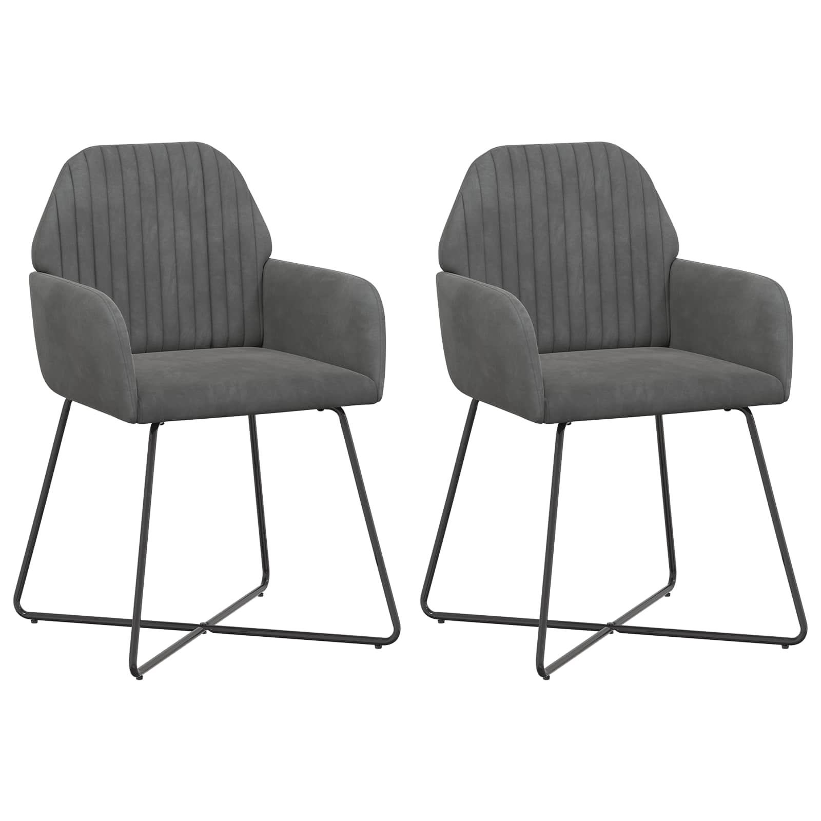 Sedie da pranzo 2 pcs Velluto Grigio Scuro 55 x 50 x 84 cm | homemem39