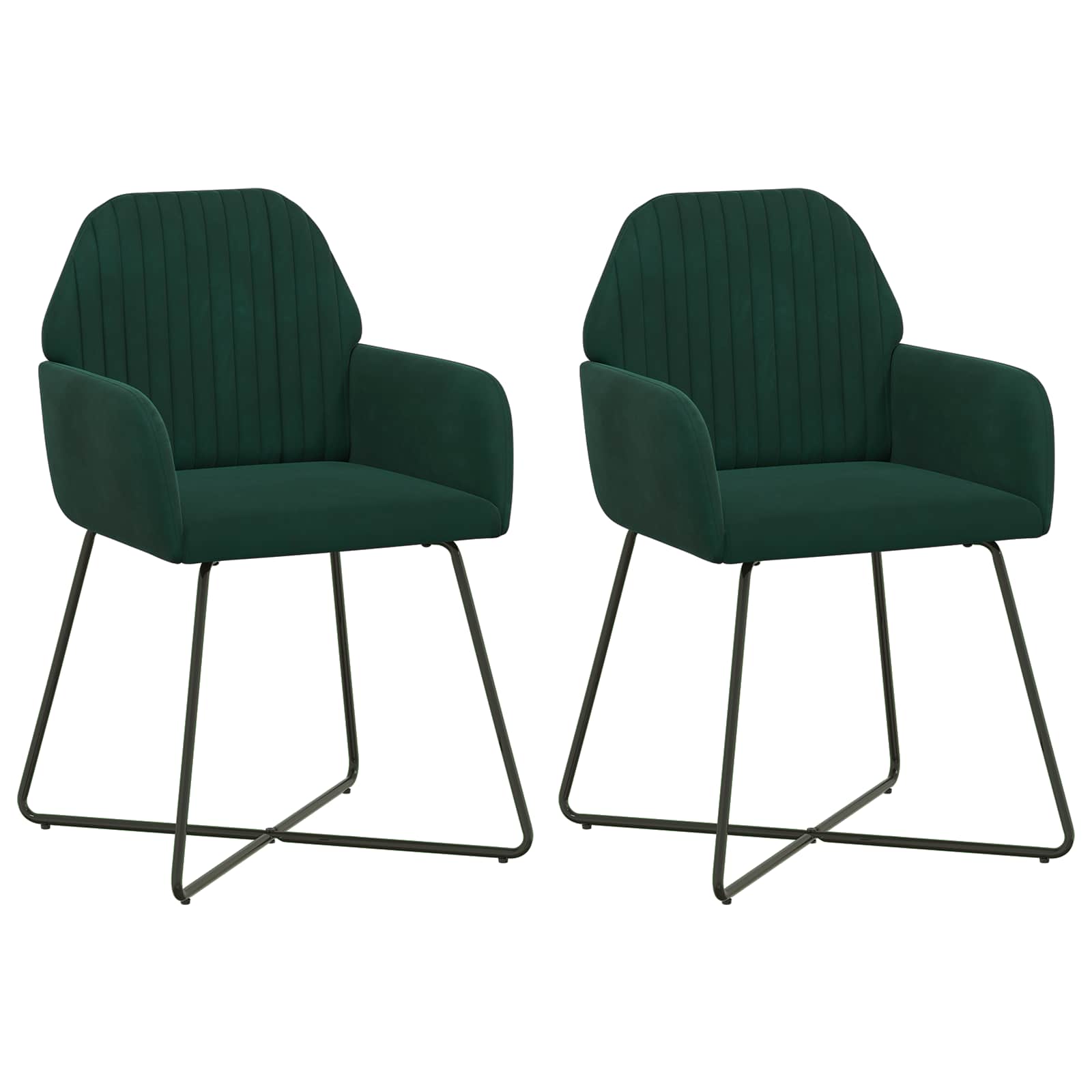 Sedie da pranzo 2 pcs Velluto Verde Scuro 55 x 50 x 84 cm | homemem39