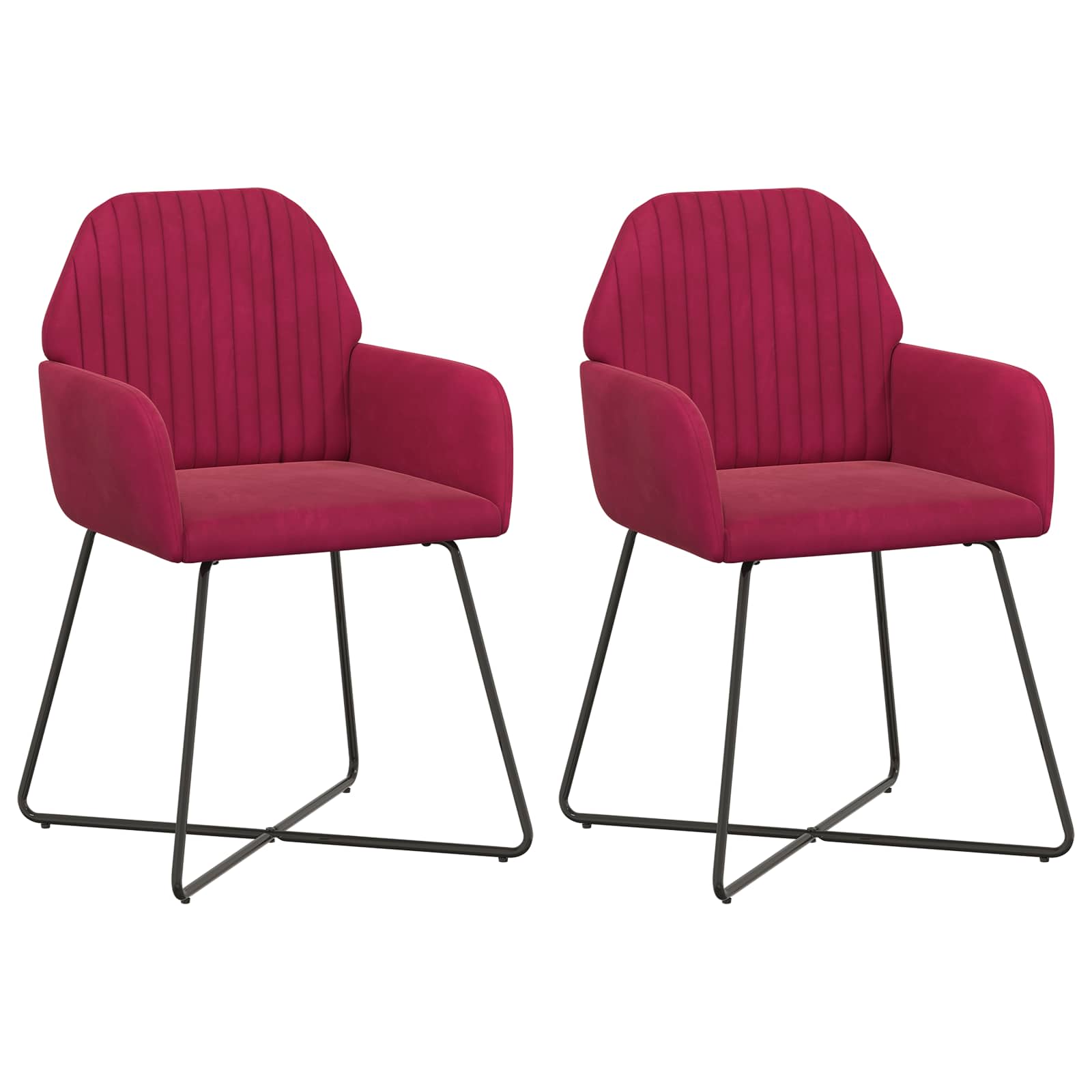 Sedie da pranzo 2 pcs Velluto Rosso Vino 55 x 50 x 84 cm | homemem39