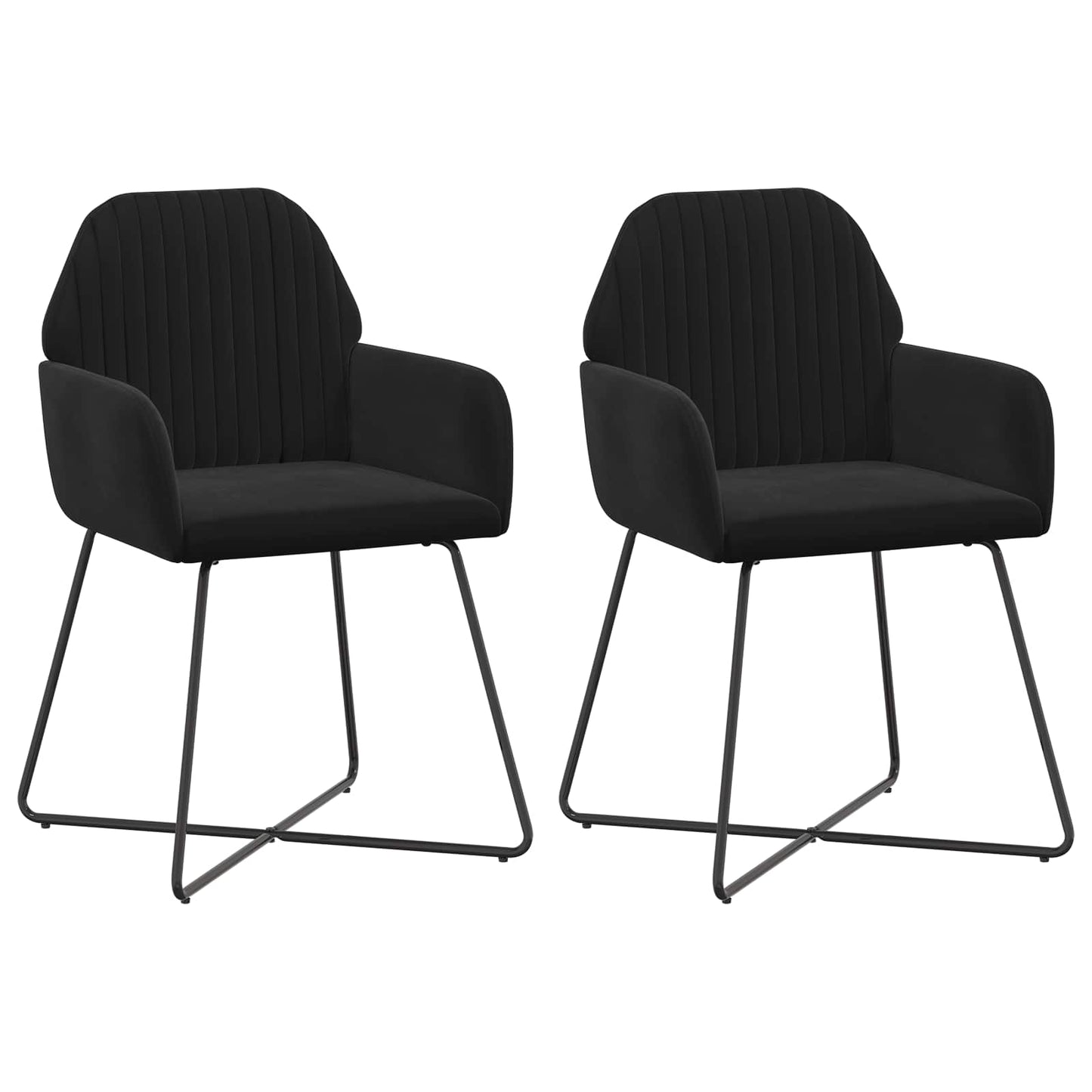 Sedie da pranzo 2 pcs Velluto Nero 55 x 50 x 84 cm