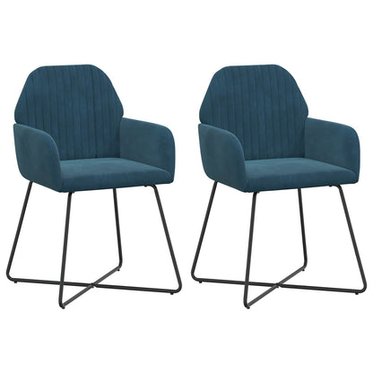 Sedie da pranzo 2 pcs Velluto Blu 55 x 50 x 84 cm | homemem39